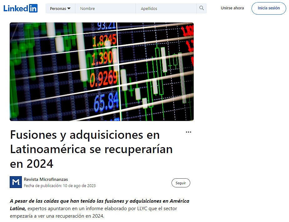 Fusiones y adquisiciones en Latinoamrica se recuperaran en 2024